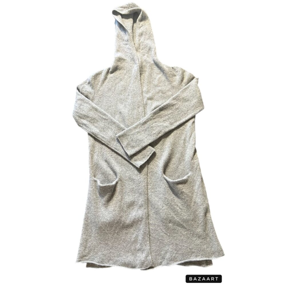 Brown Allen Wool Yak Blend Long Hooded Cardigan Sweater